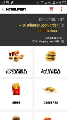 McDelivery Singapore android App screenshot 2